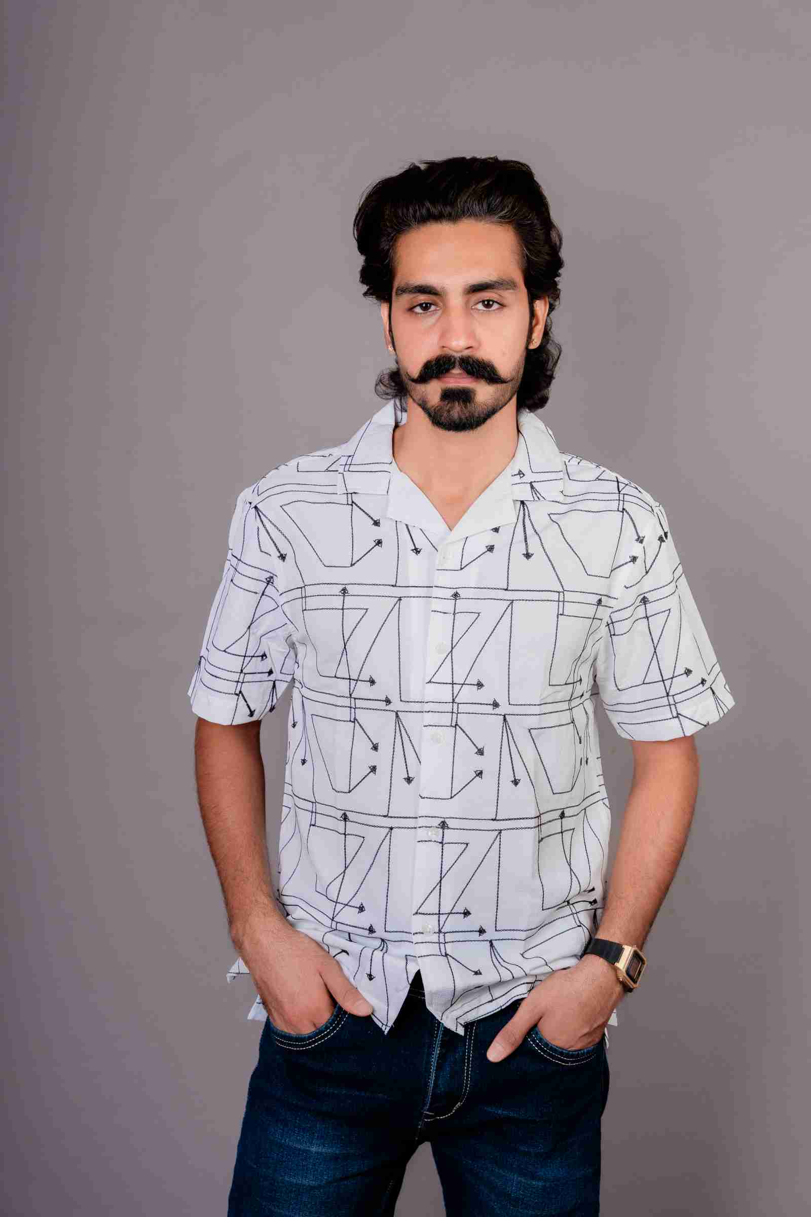 Elegant Embroidered Half Sleeve Shirt