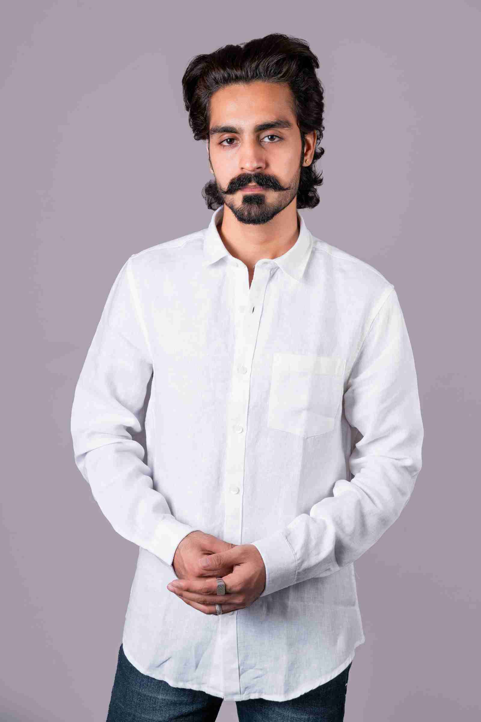 Pure linen shirt full sleeves